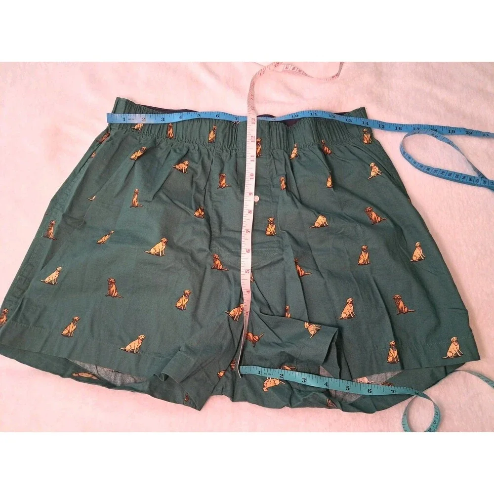 NEW J.Crew Dog Printed Boxers Dark Green Button Fly 100% Cotton CM219 Size M